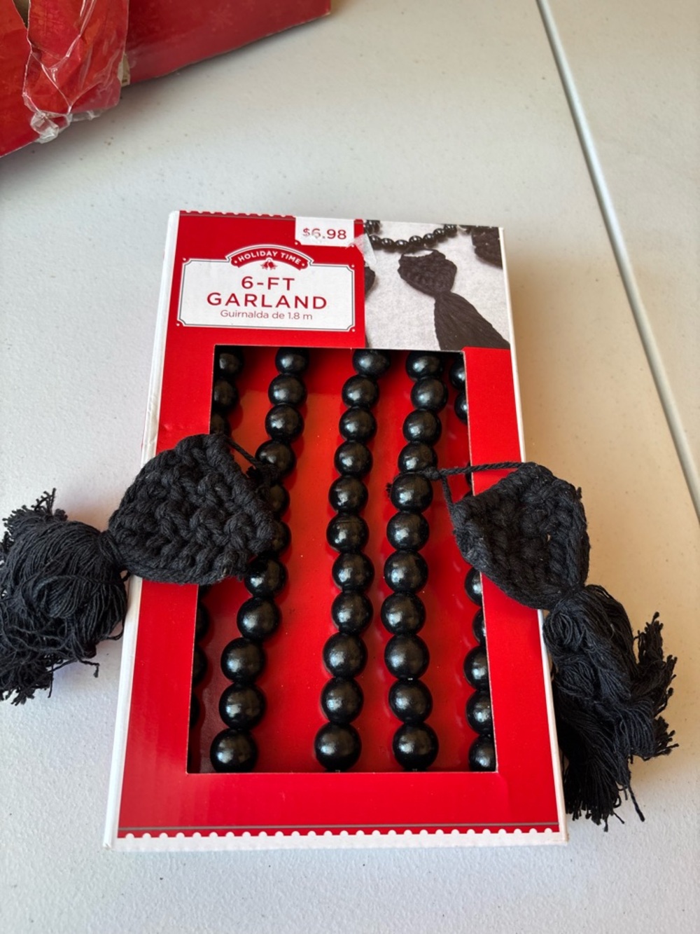 Holiday Time Black Tassel Bead Garland